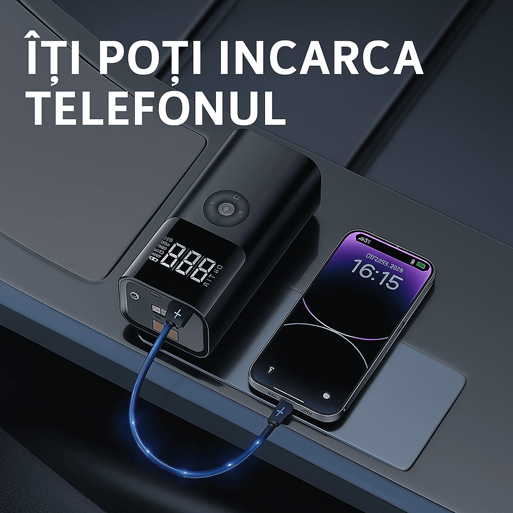 Dispozitiv portabil auto cu funcție de încărcare telefon