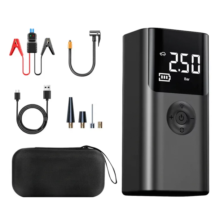Jump Starter 4-în-1 12V cu Compresor Aer 150 PSI – Baterie 6000-10000 mAh, LED, Power Bank, Starter Auto Rapid